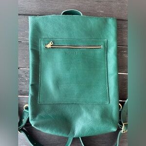 Portland Leather Laptop Backpack - Bacalar Green